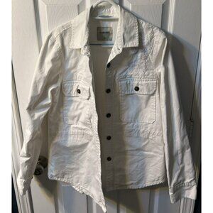 Quebramar Women’s Shirt Jacket Shacket Size M White Long Sleeve Floral Embroider